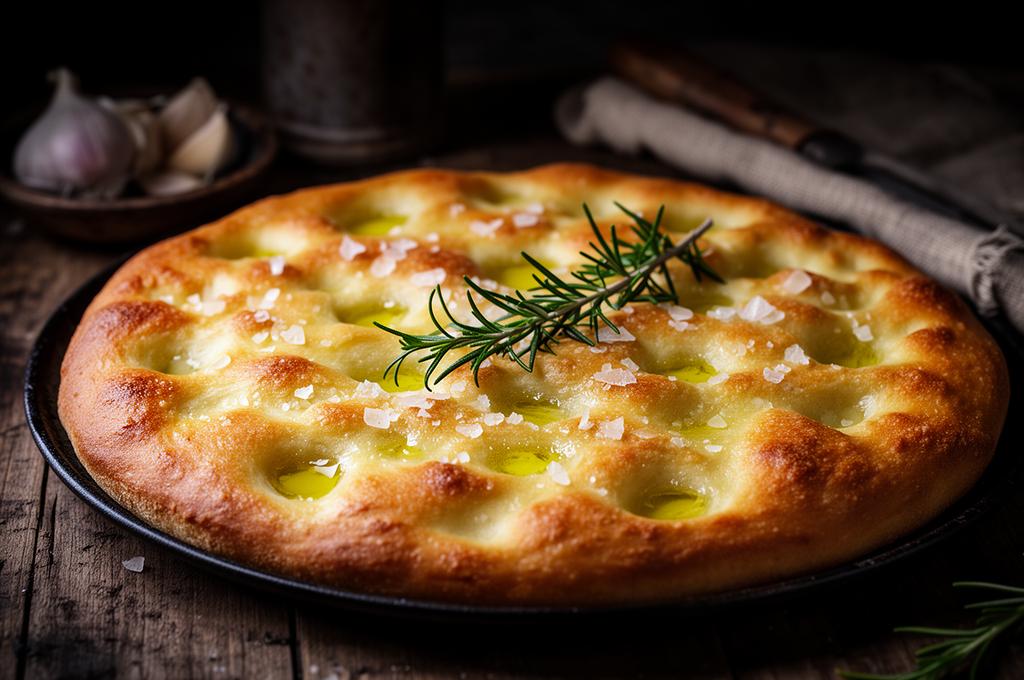 Focaccia Italiana: massa hidratada com fermentação lenta
